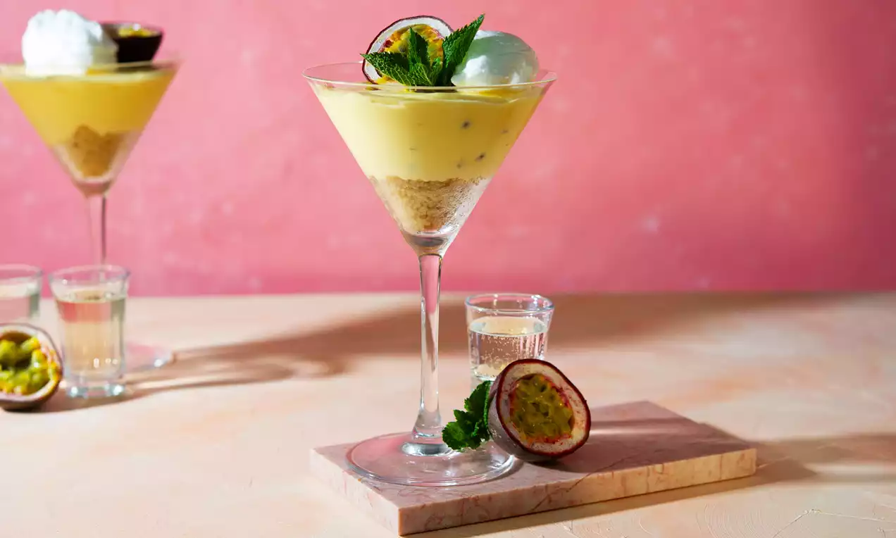 Cocktail toetje met pornstar martini smaak