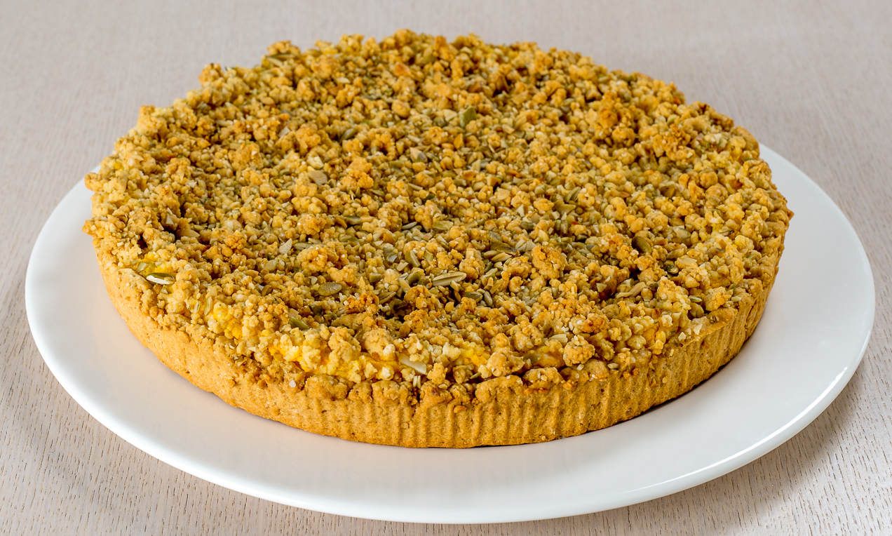 Torta salata piccante di zucca e caprino