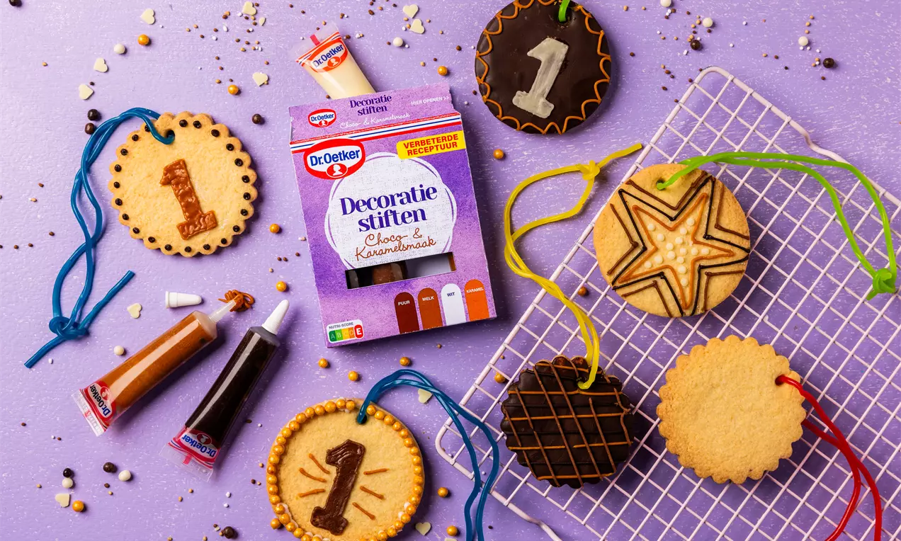Medaillekoekjes gemaakt met Decoratiestiften Choco & Karamel