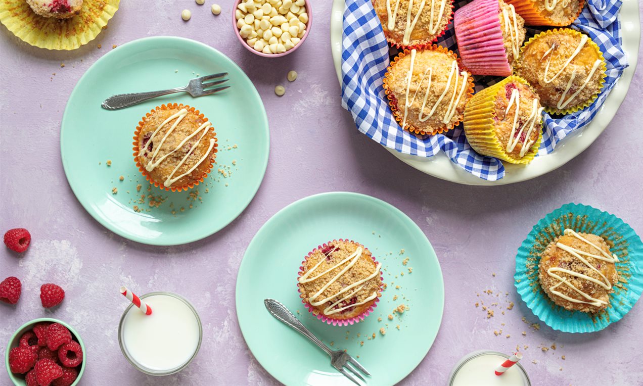 White Chocolate and Raspberry Streusel Muffins