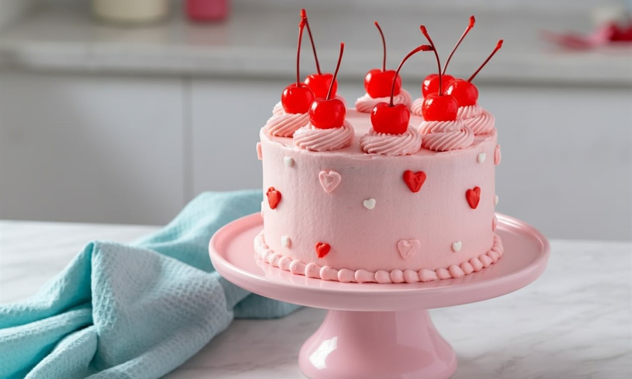 Cherry and Vanilla Heart Cake