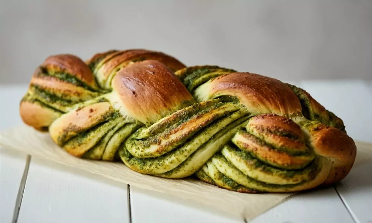 Pletený kynutý chléb s pestem