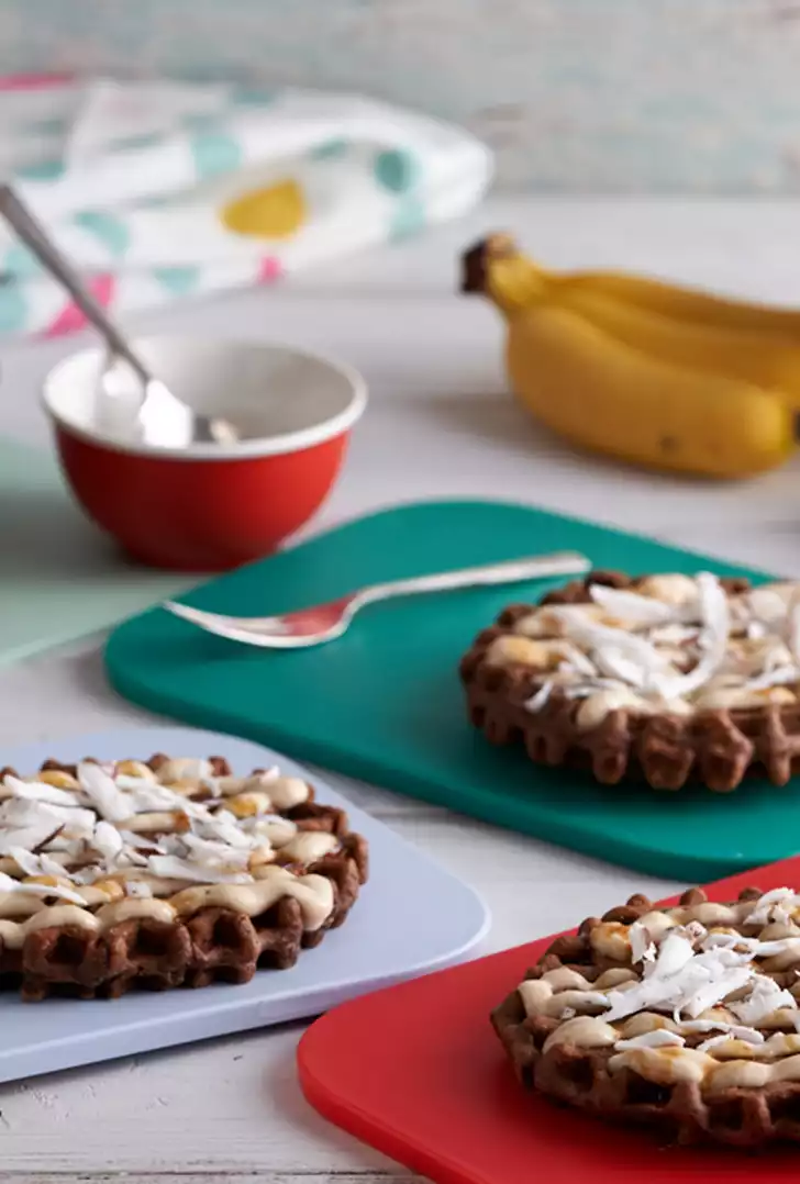 Waffle con banana e cocco