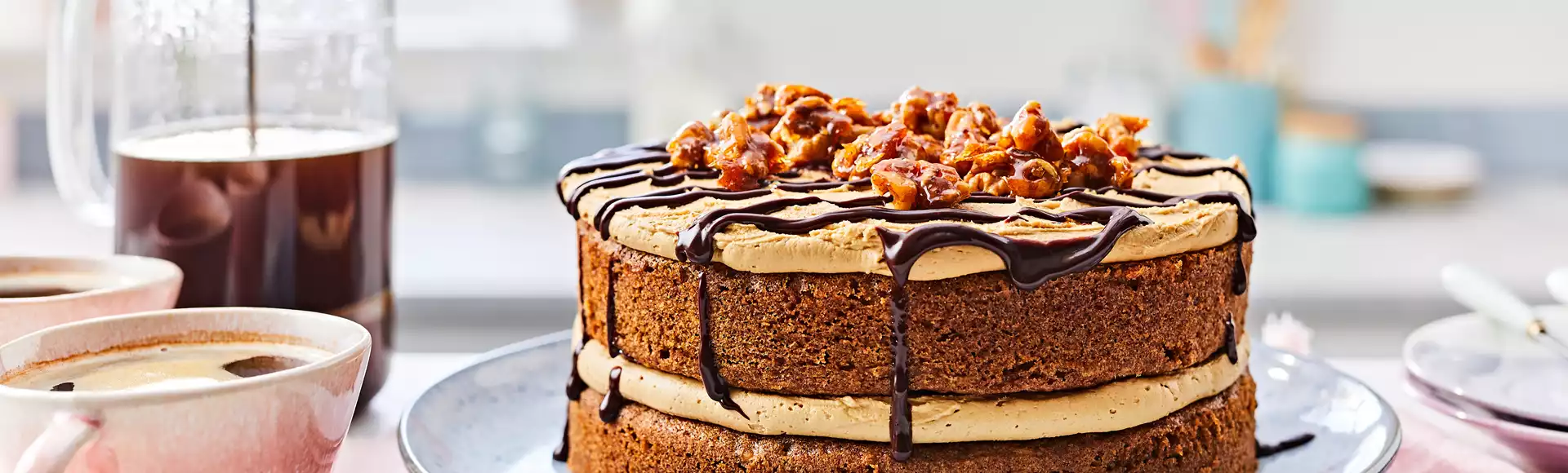 Eggless Coffee Walnut Cake with coffee cream - Professional Photographer