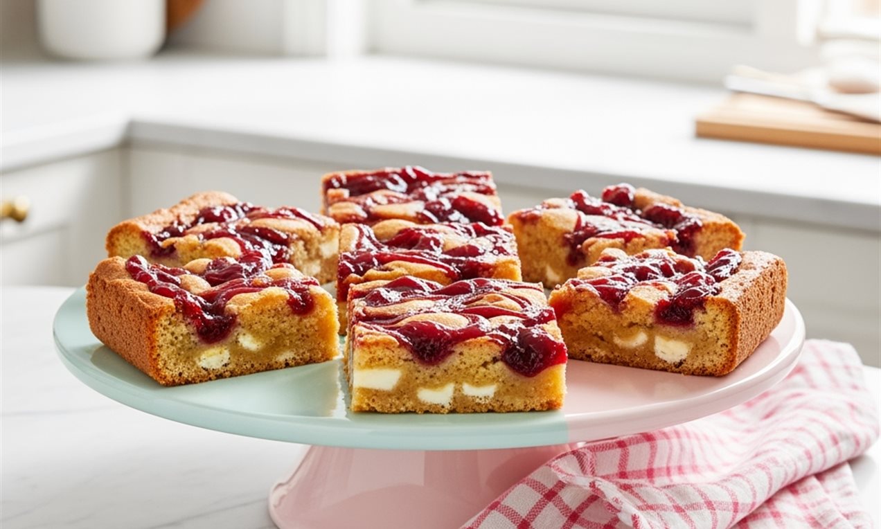 Cherry Bakewell Blondies