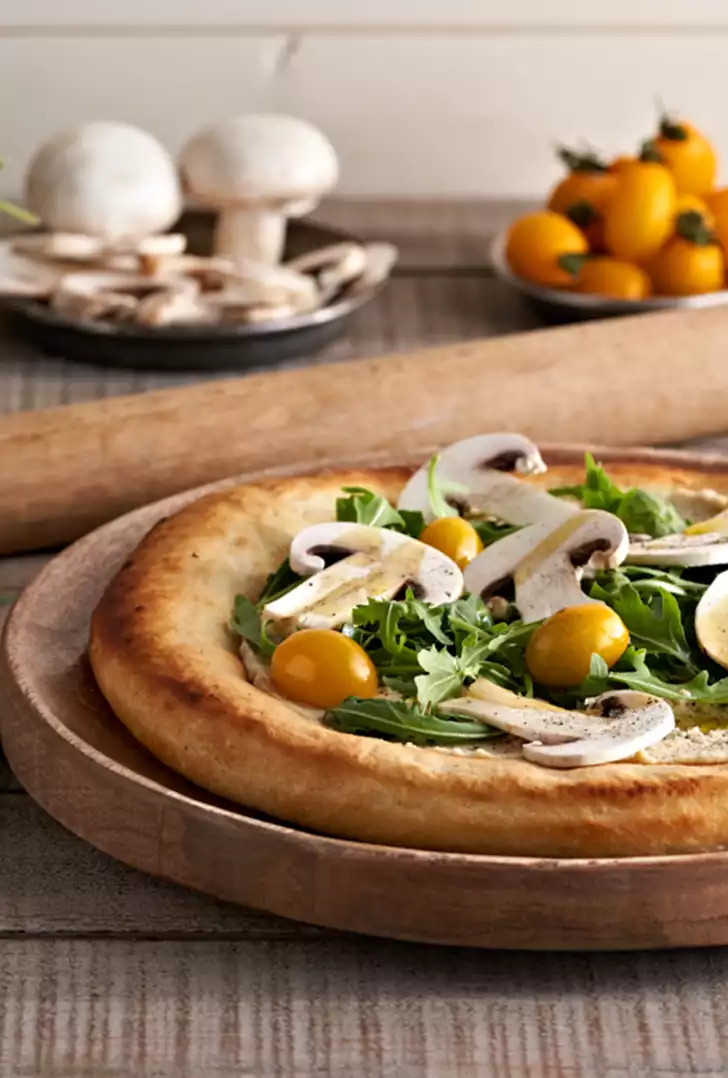 Pizza vegana rucola e champignon