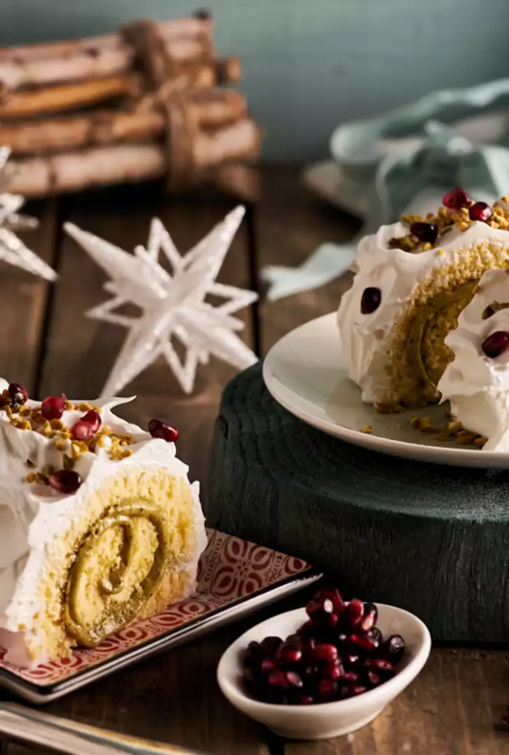 Tronchetto di natale con crema al pistacchio