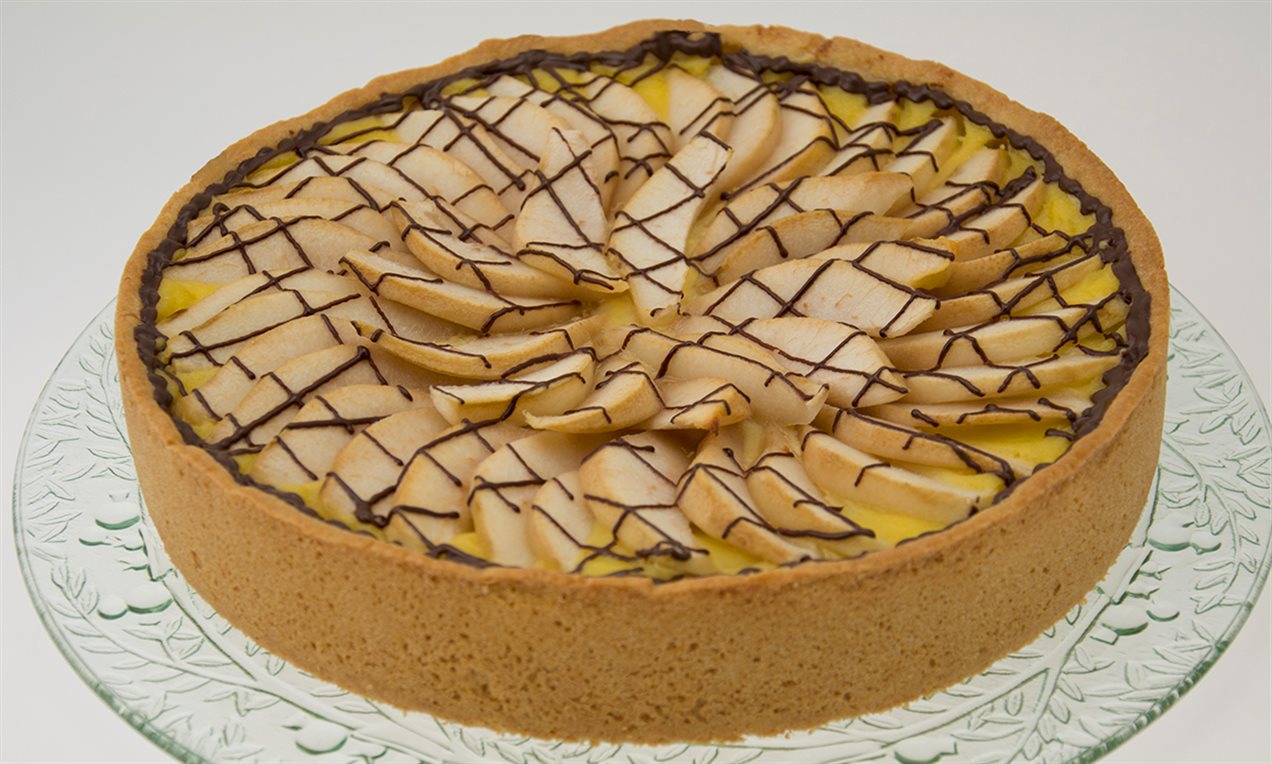 Crostata di panettone, pere e cioccolato